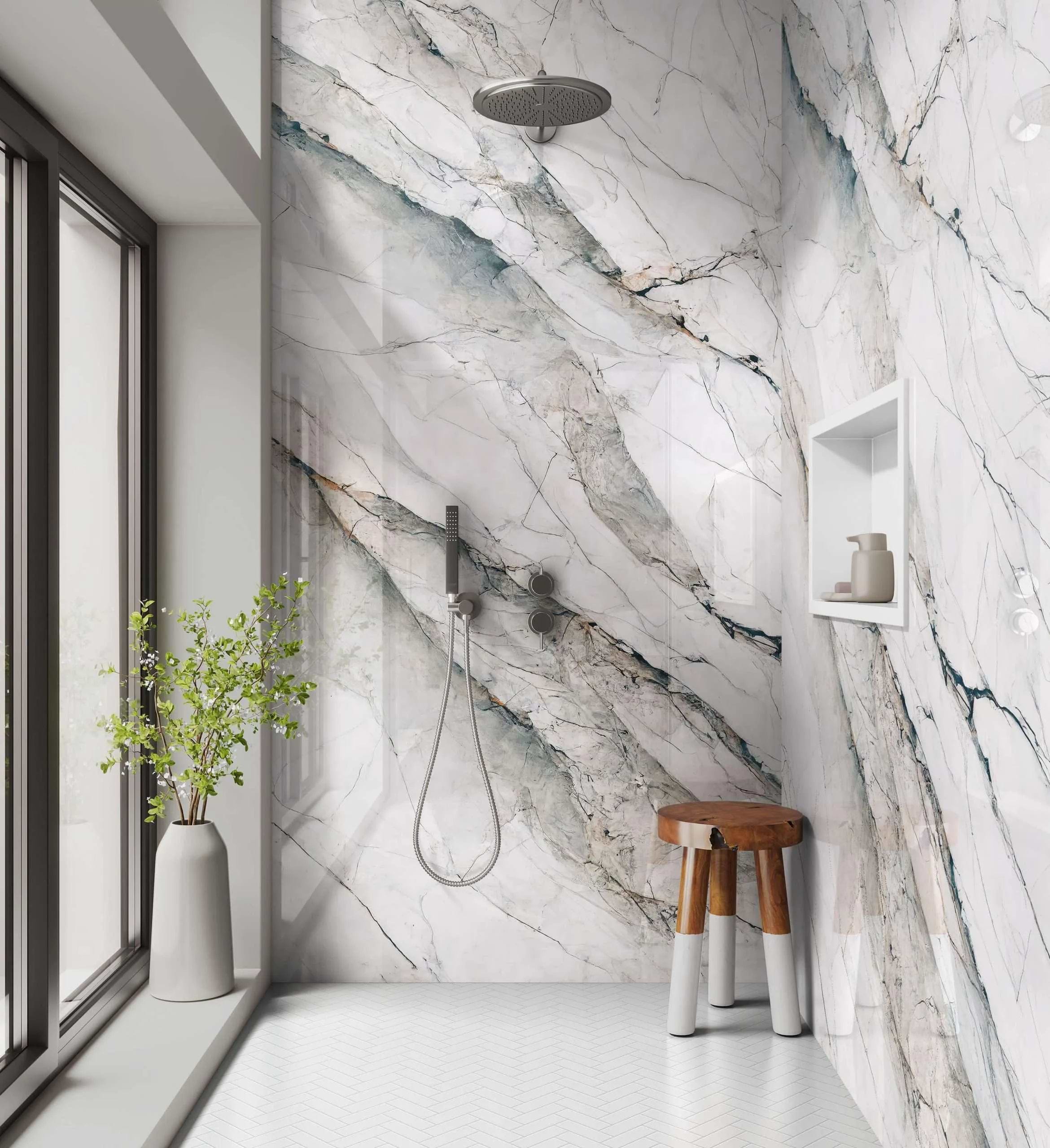 Shower Panel Lamura Veined Marble By Hyperion Tiles