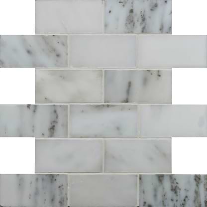 Viano White Honed Brickbond Mosaic - Hyperion Tiles