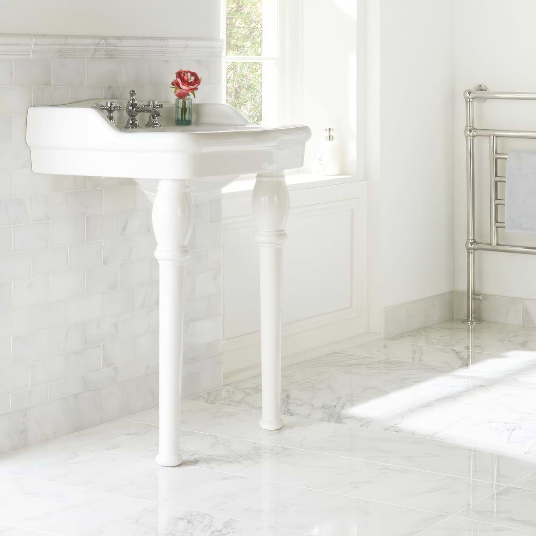 Viano White Polished Marble Skirting - Hyperion Tiles