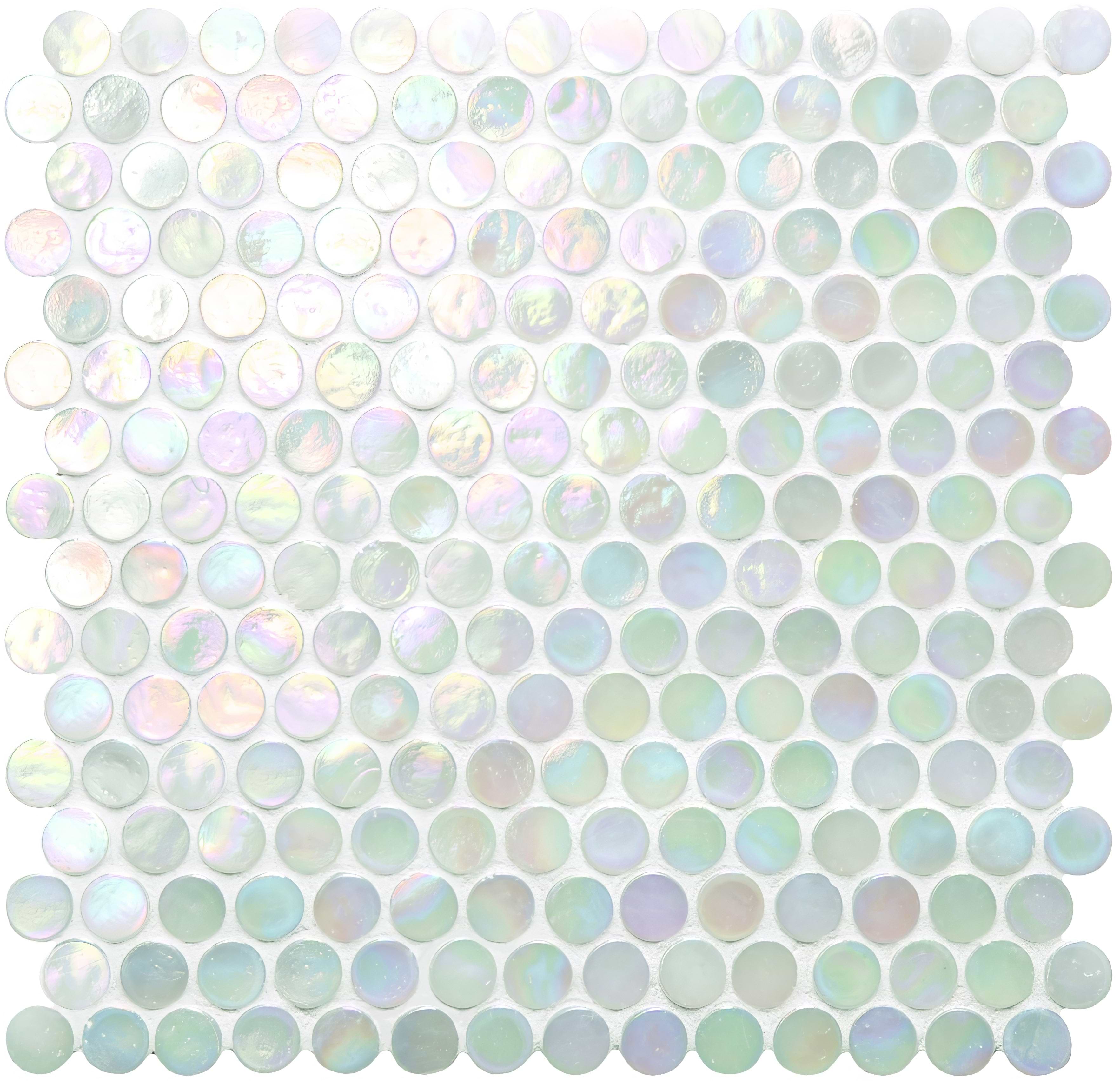 White Lady Iridescent Round Glass Mosaic - Hyperion Tiles