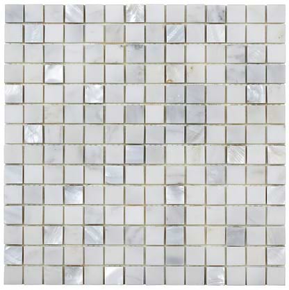 White Marble & Mother of Pearl Mosaic 2 x 2cm - Hyperion Tiles
