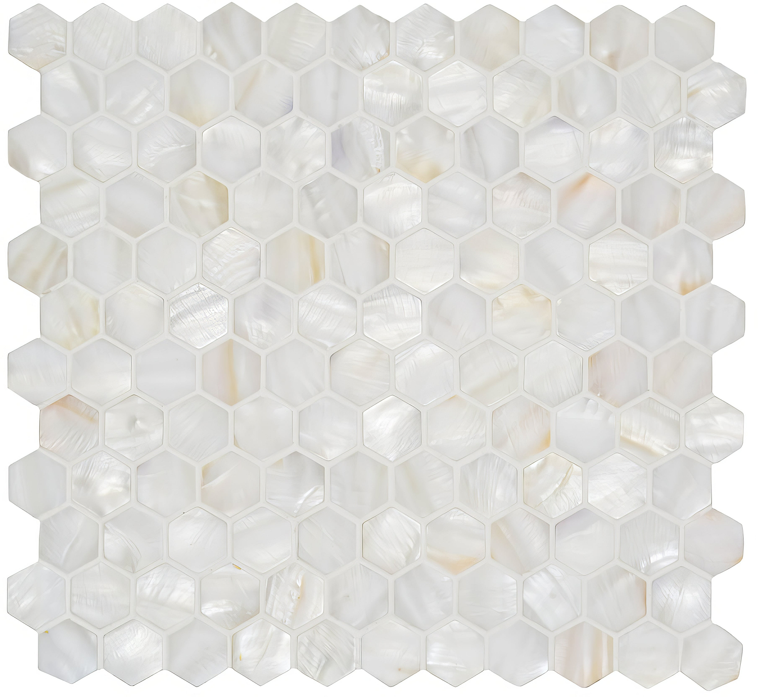 White Pearl Hexagon Shell Mosaic - Hyperion Tiles