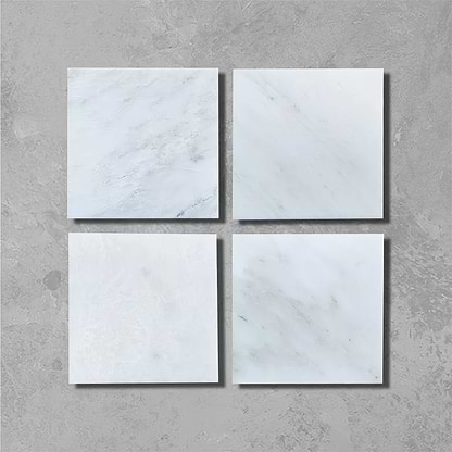 White Square Honed Marble - 20 x 20cm - Hyperion Tiles