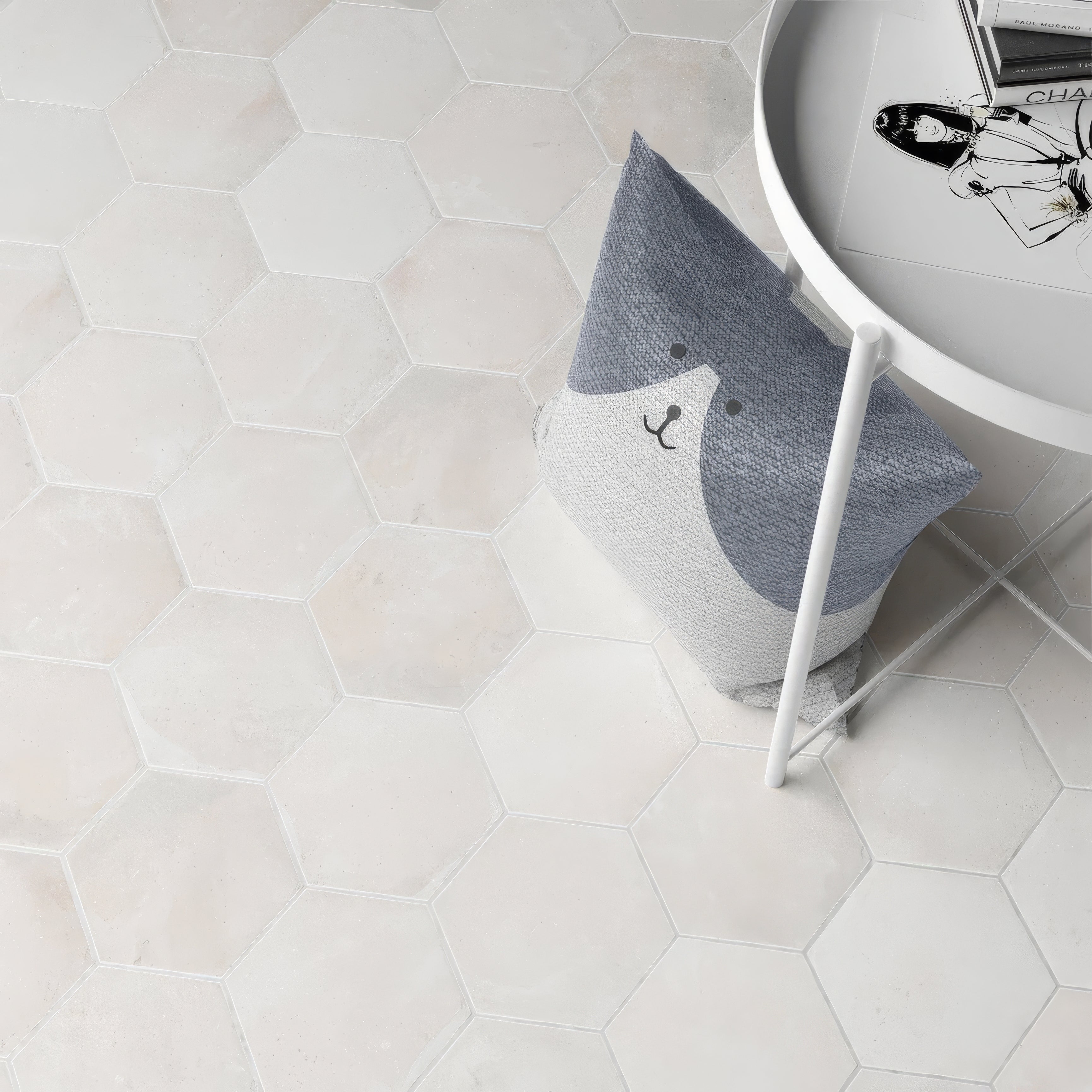 Porcelain Terracotta White hexagonal Tile | Hyperion Tiles