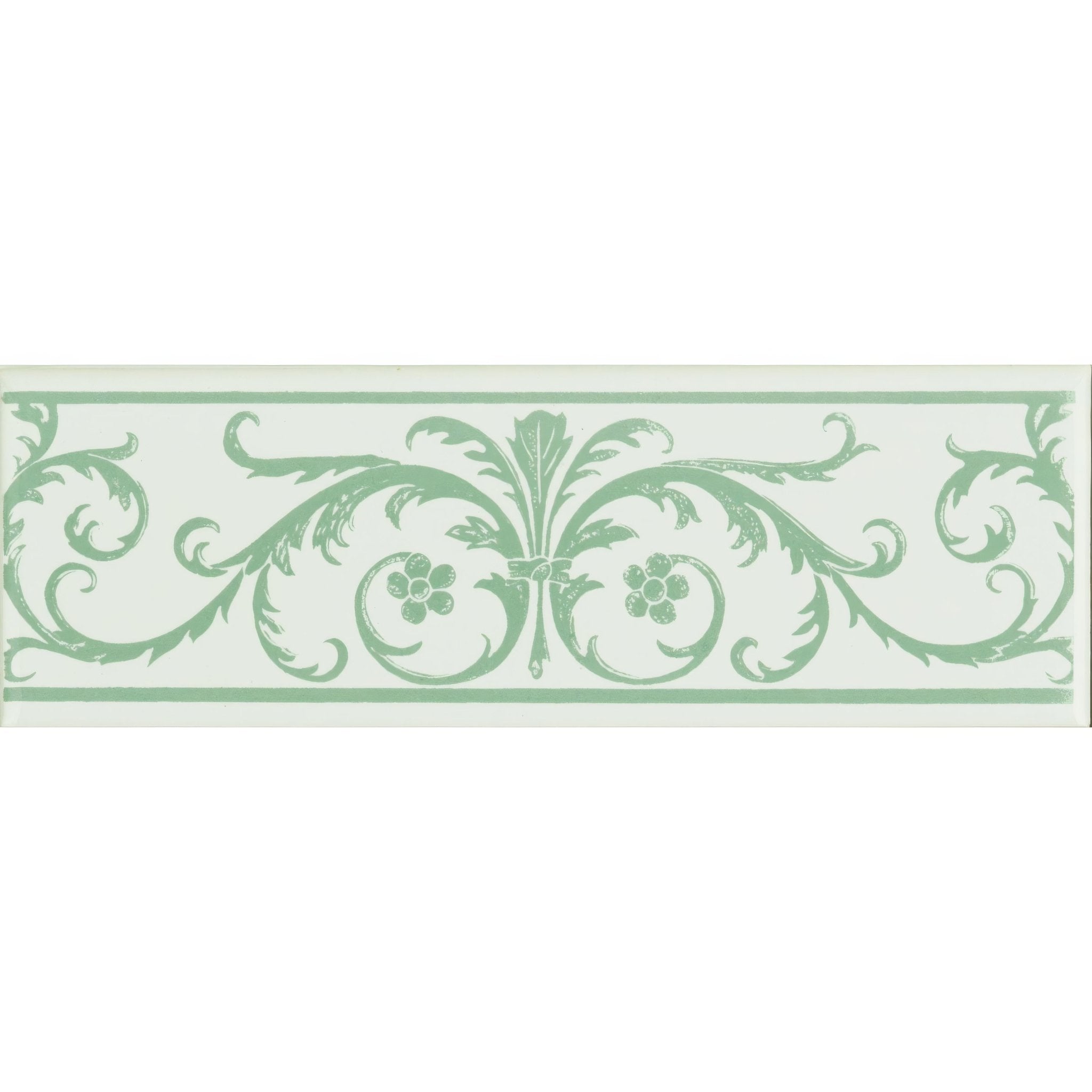 Acanthus Jade Breeze On Brilliant White - Hyperion Tiles