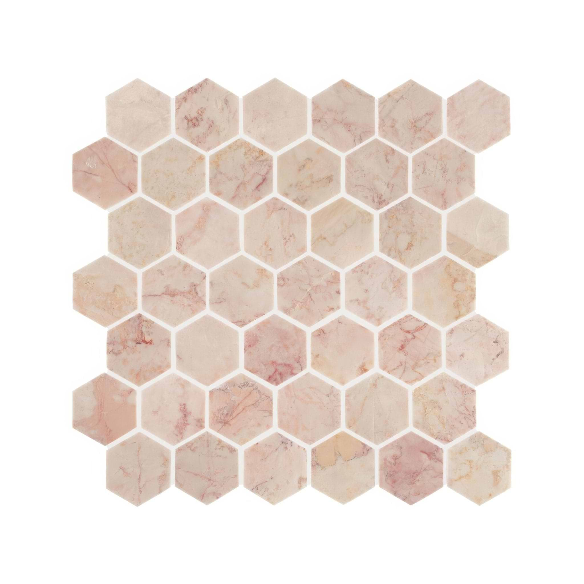 Aegean Pink Large Hexagon Mosaic - Hyperion Tiles