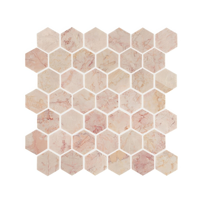 Aegean Pink Large Hexagon Mosaic - Hyperion Tiles