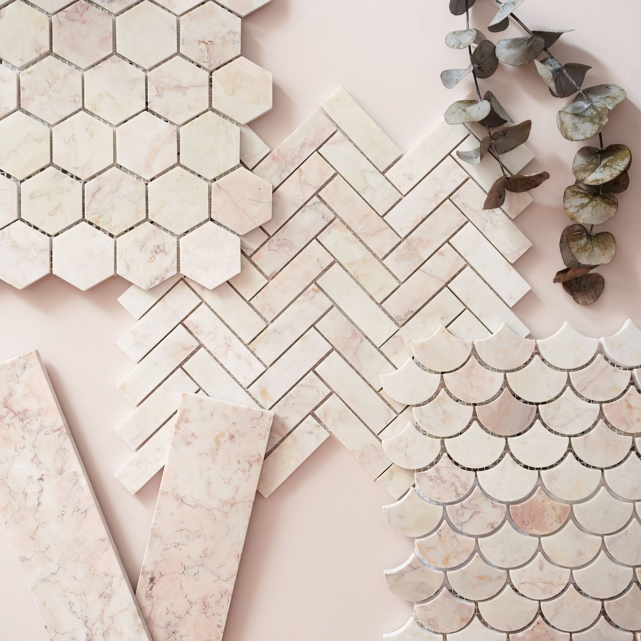 Aegean Pink Large Hexagon Mosaic - Hyperion Tiles