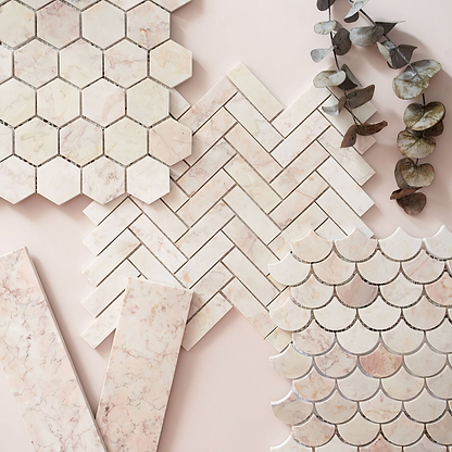 Aegean Pink Herringbone Mosaic - Hyperion Tiles