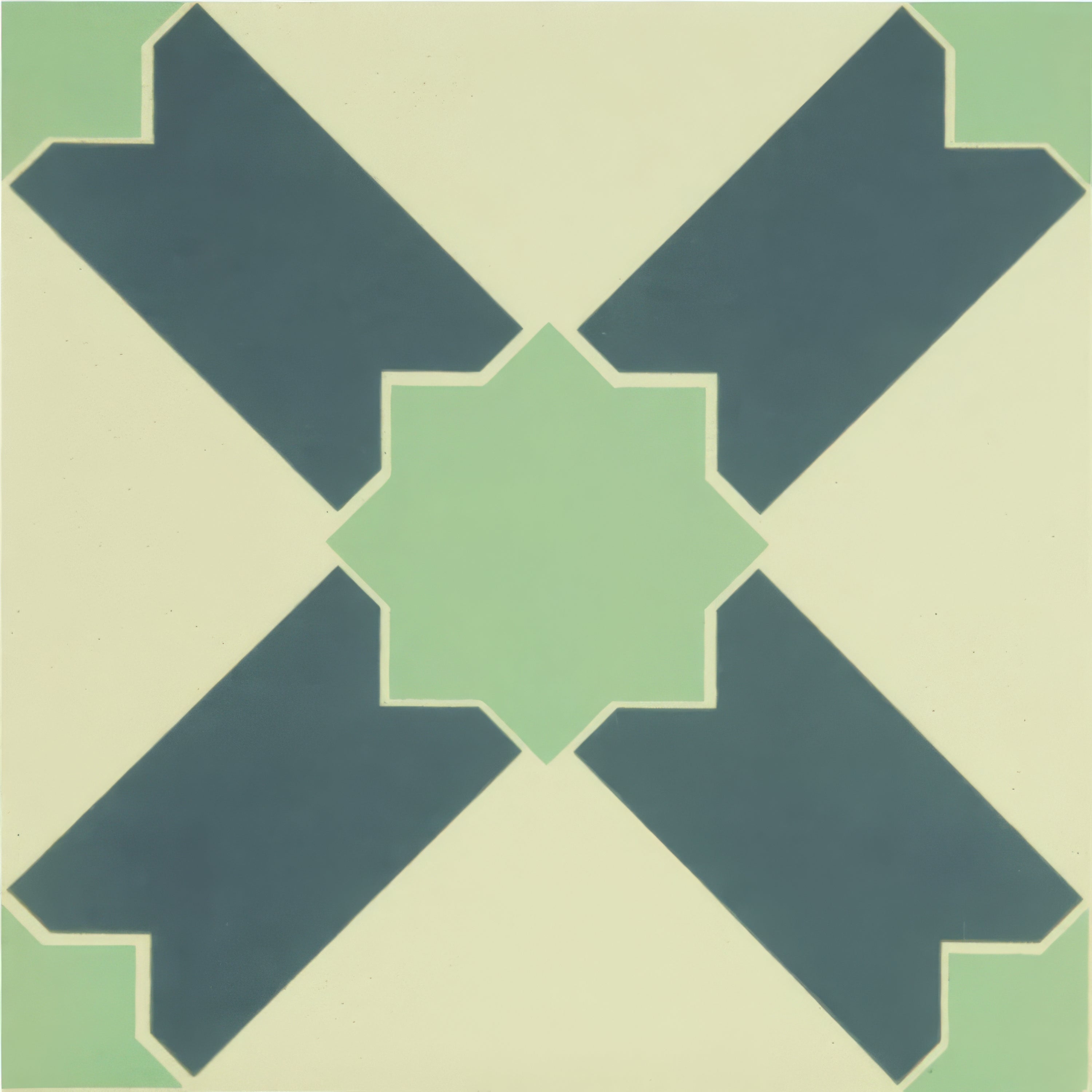 Alhambra Denim and Light Jade on White - Hyperion Tiles