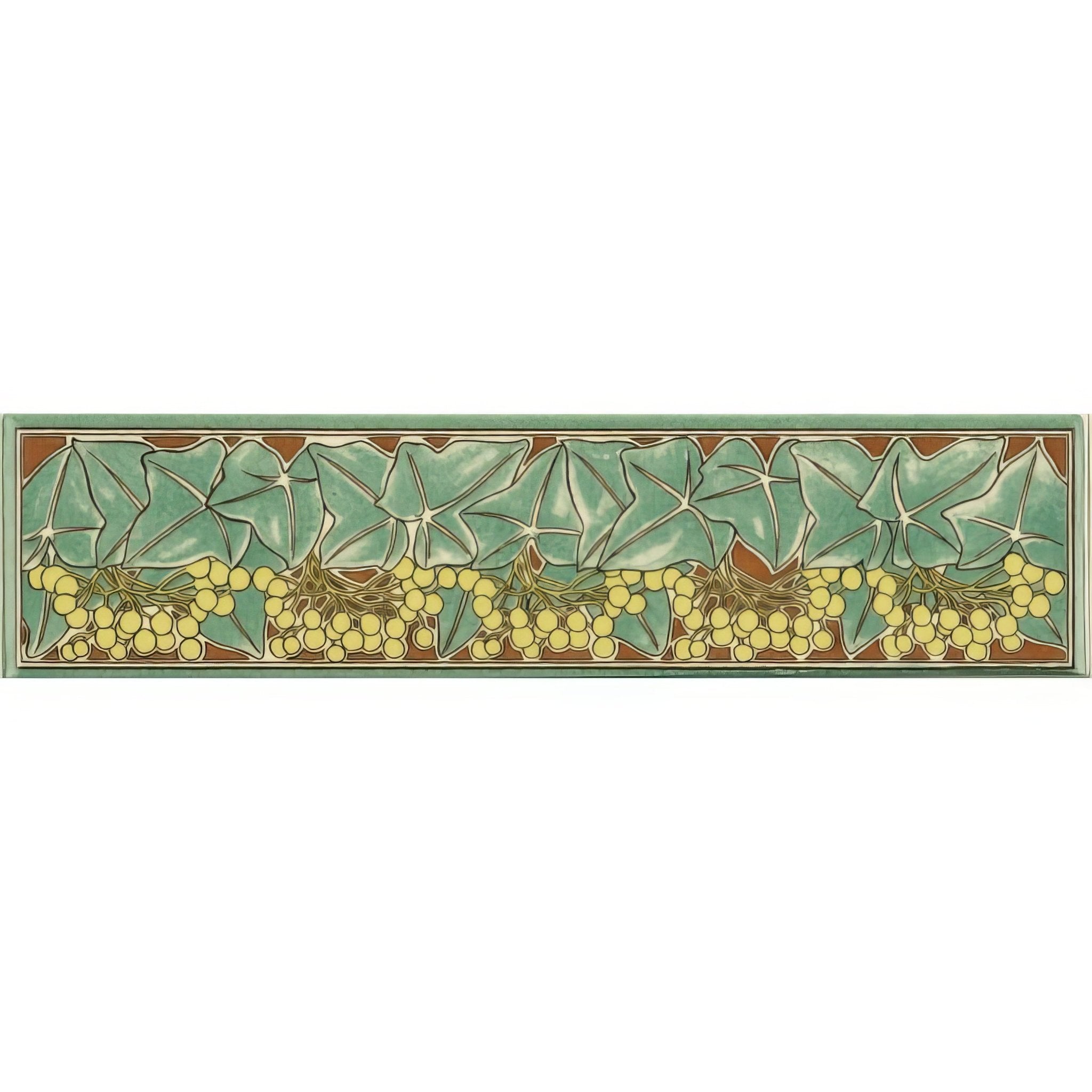 Alphonse Mucha Ivy Quarter Tile on County White - Hyperion Tiles