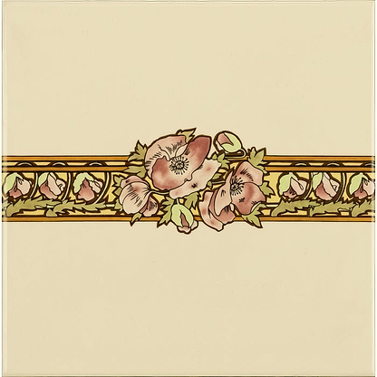 Alphonse Mucha Nocturnal Slumber Border Tile on County White - Hyperion Tiles