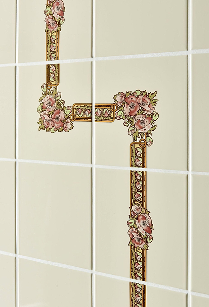 Alphonse Mucha Nocturnal Slumber Corner Tile on County White - Hyperion Tiles