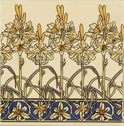 Alphonse Mucha Orchid On County White - Hyperion Tiles