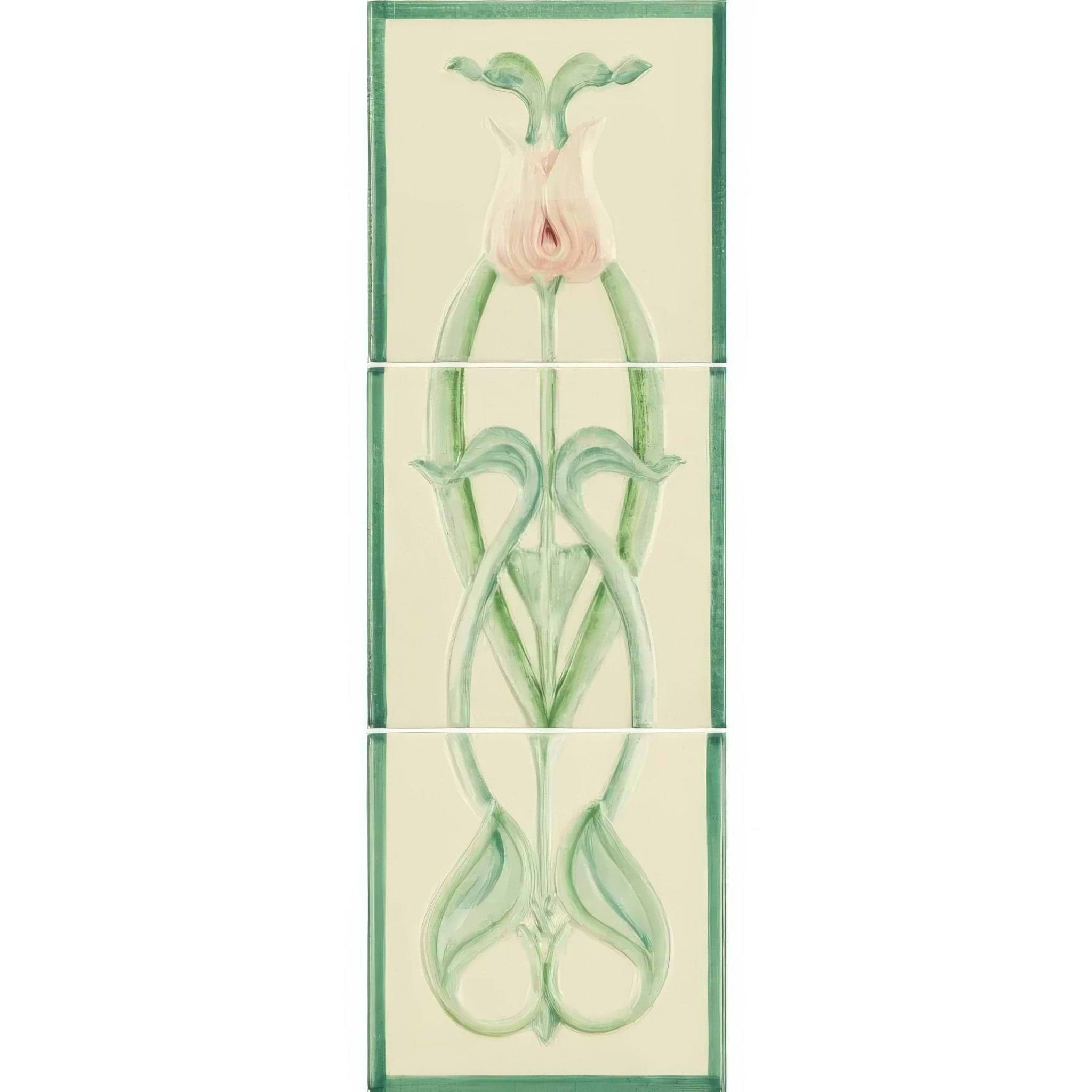 Angelina Pink Tulip 3 - Tile Set on County White - Hyperion Tiles