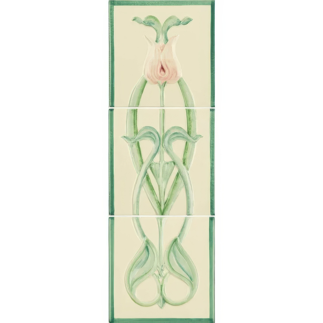 Angelina Pink Tulip 3-Tile Set on County White - Hyperion Tiles