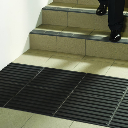 Anthracite Tactile Corduroy Quarry Tile 400x400mm - Hyperion Tiles