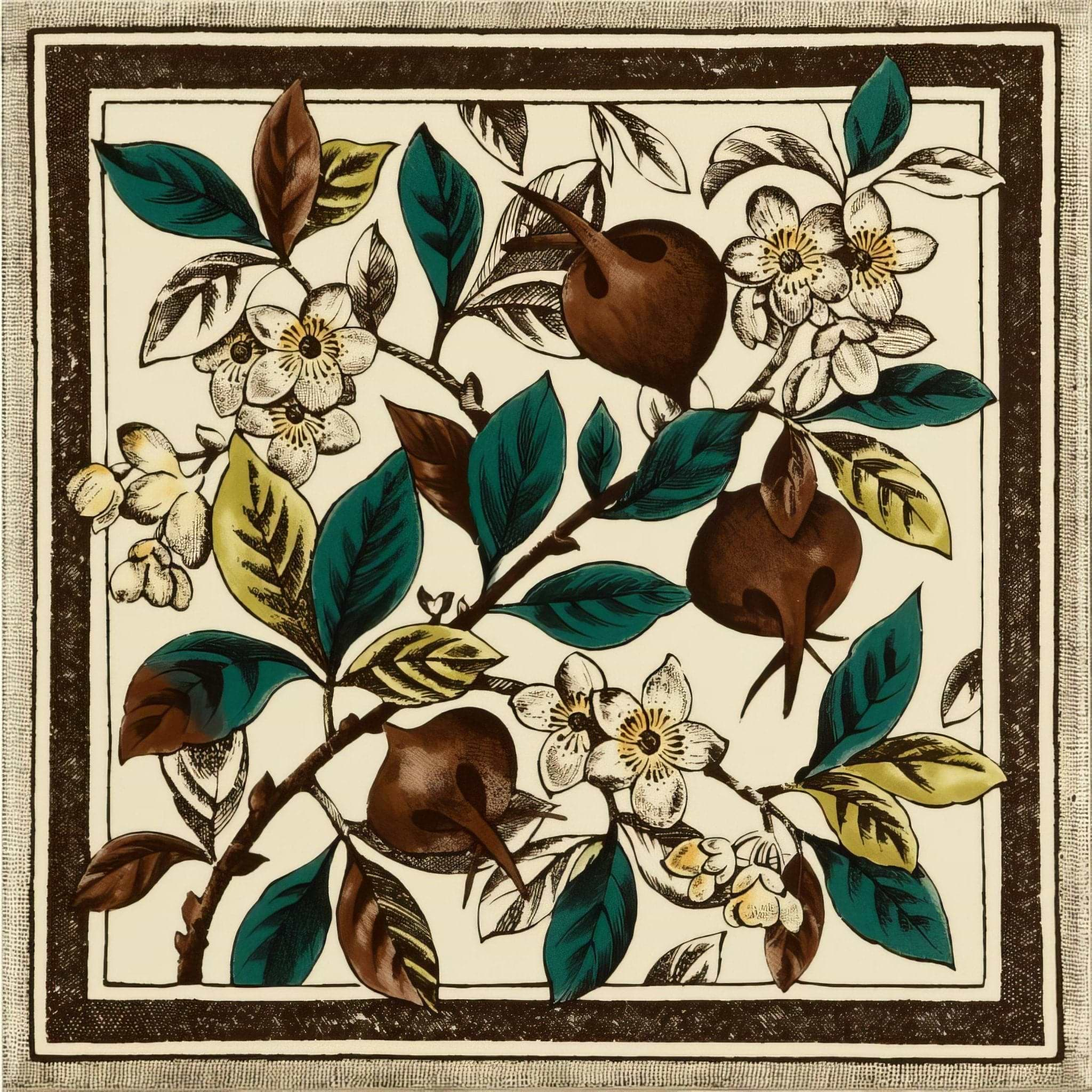 Apple Blossom Single Tile on County White - Hyperion Tiles