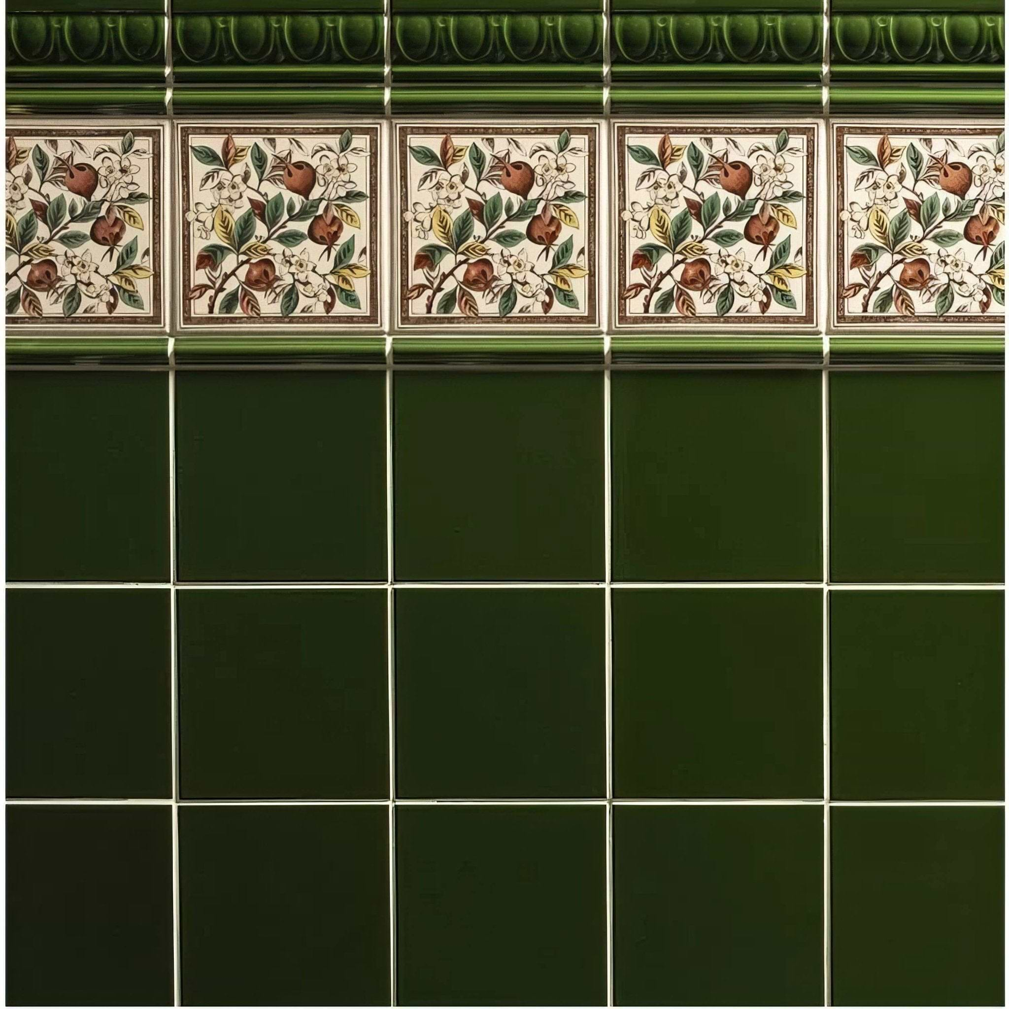 Apple Blossom Single Tile on County White - Hyperion Tiles