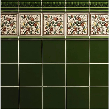 Apple Blossom Single Tile on County White - Hyperion Tiles