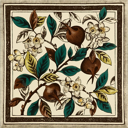 Apple Blossom Single Tile on County White