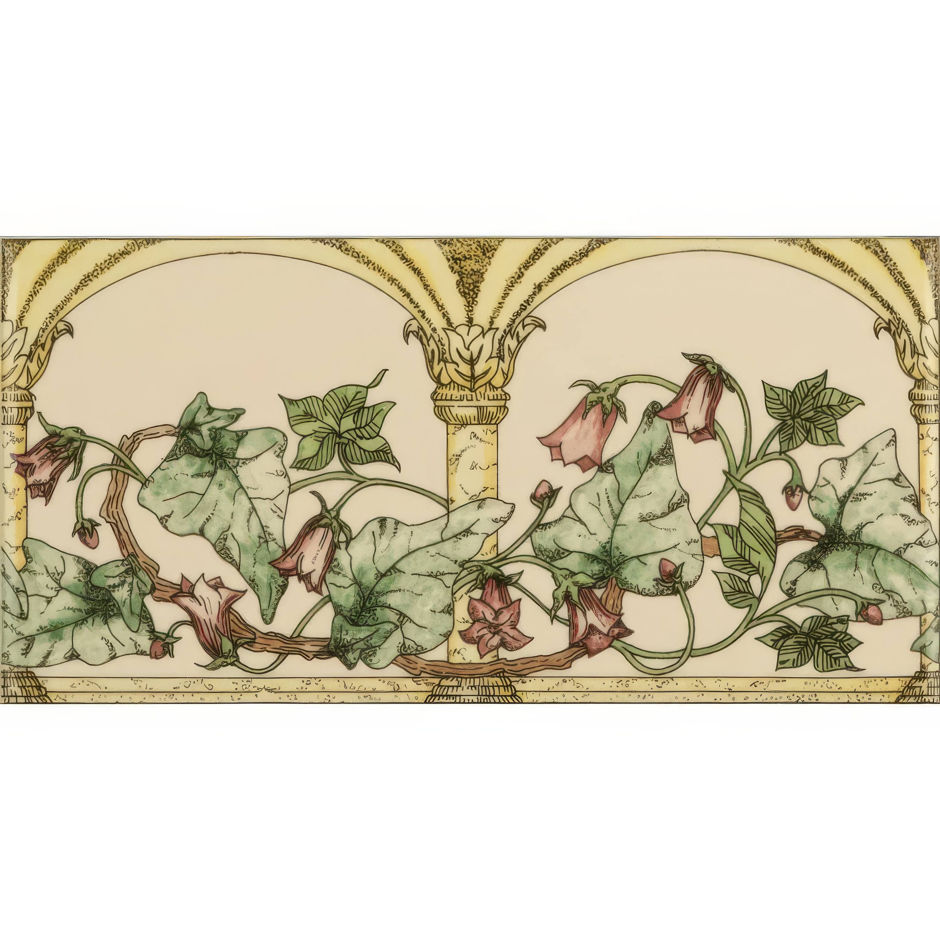 Original Style Arch & Ivy Pink Floral Tile - Hyperion Tiles - Artworks