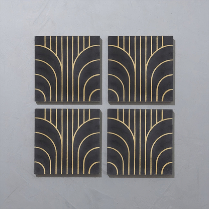 Art Deco Curve Ebony Tile - Hyperion Tiles