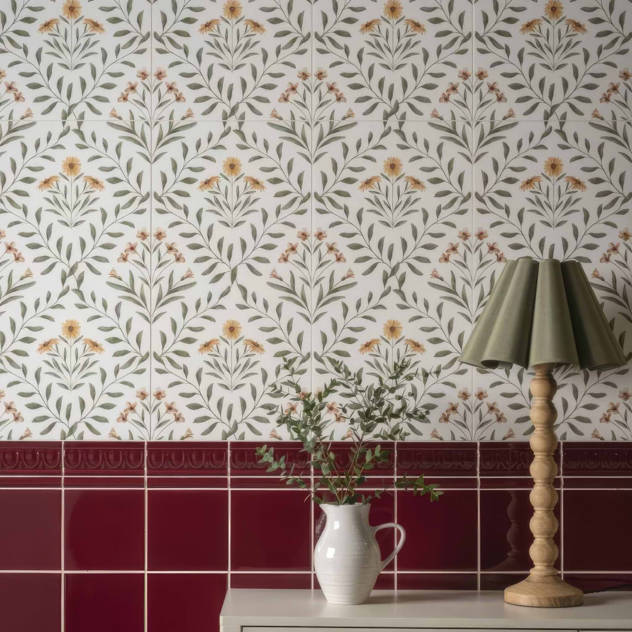 Arts & Crafts Flora Pink - Hyperion Tiles