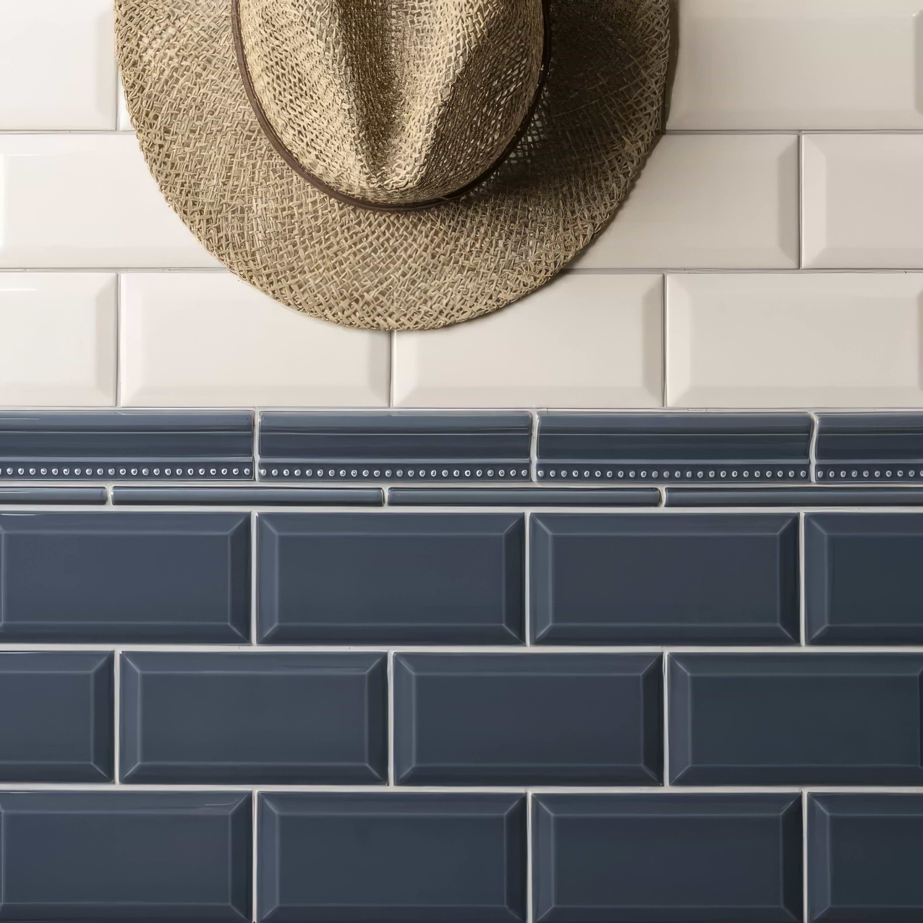 Ascot Blue Metro Bevelled Tile - Hyperion Tiles