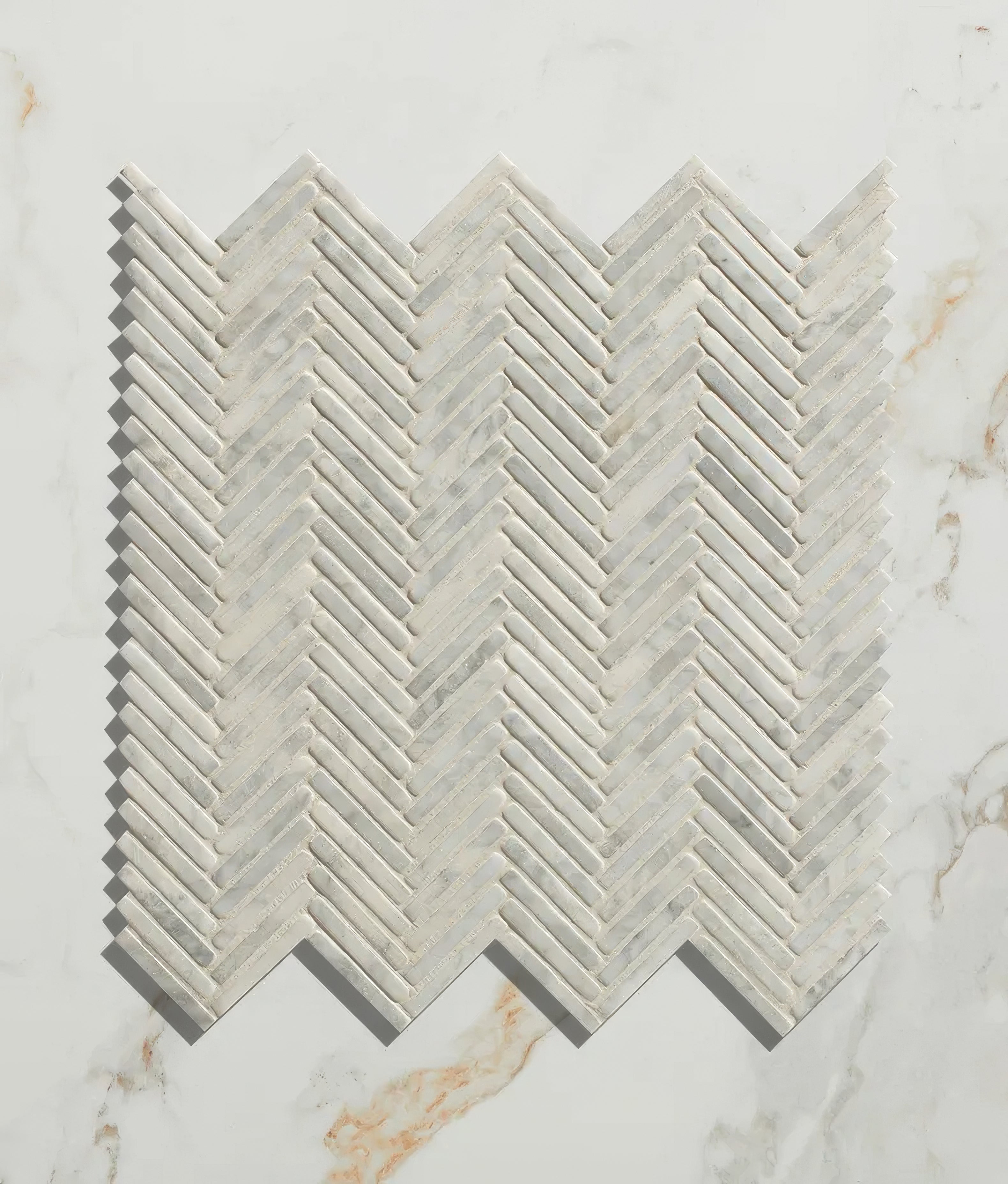 Beautiful Athens Carrara Marble Mosaic with intricate geometric patterns and natural veining