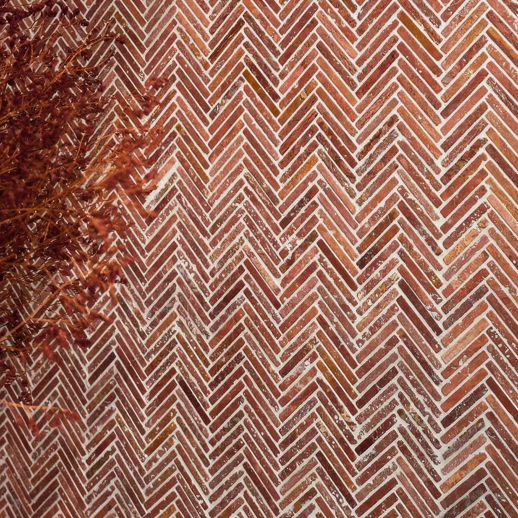 Athens Rosso Travertine Mosaic - Hyperion Tiles