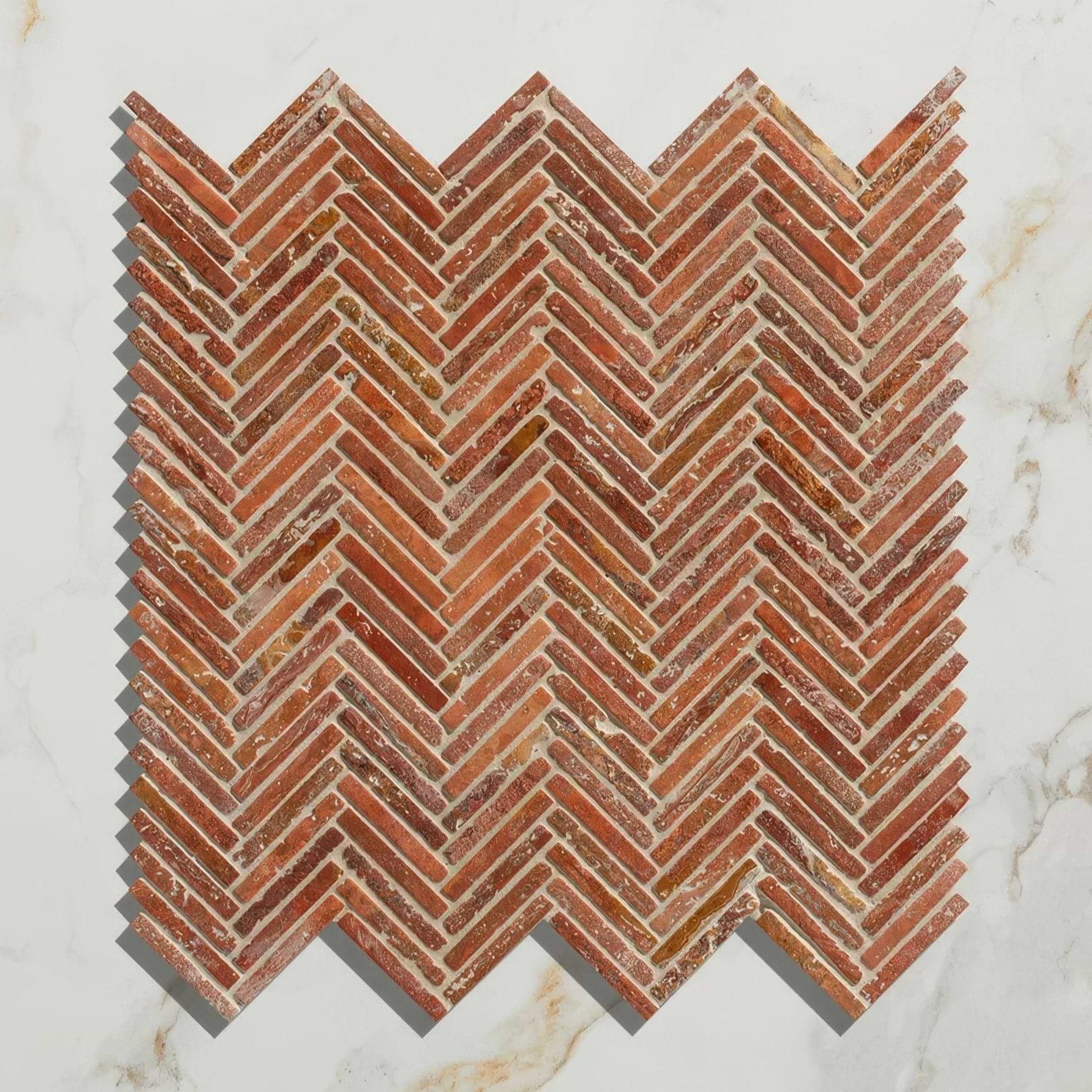 Athens Rosso Travertine Mosaic - Hyperion Tiles