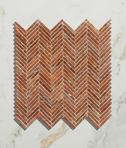 Athens Rosso Travertine Mosaic - Hyperion Tiles