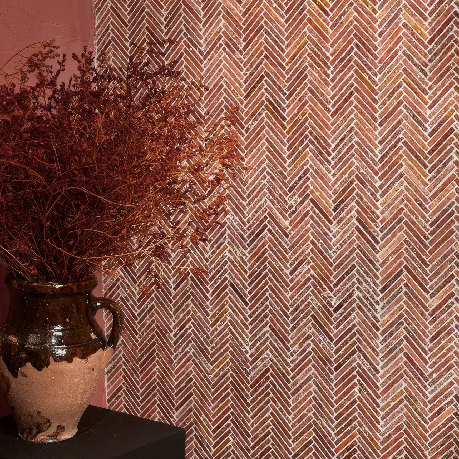 Athens Rosso Travertine Mosaic - Hyperion Tiles