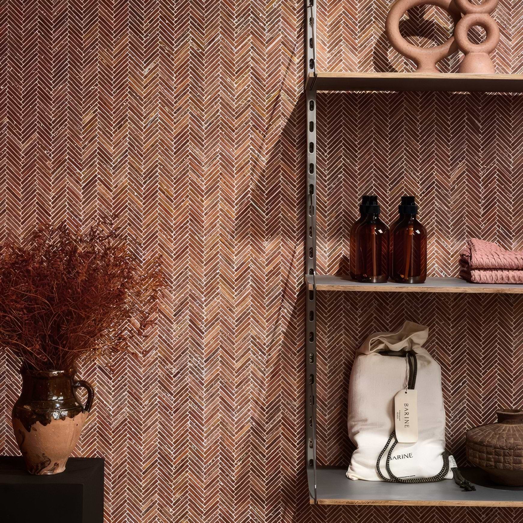 Athens Rosso Travertine Mosaic - Hyperion Tiles