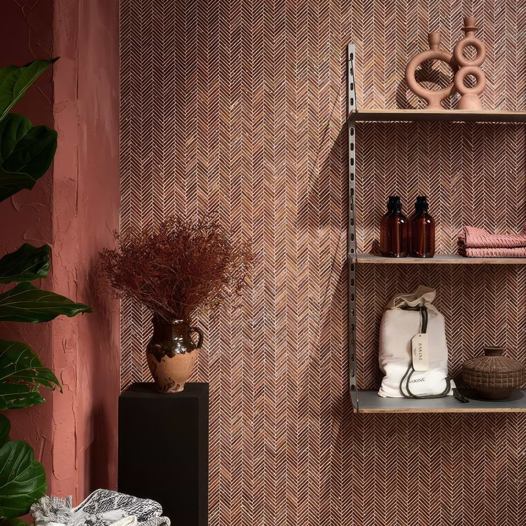 Athens Rosso Travertine Mosaic - Hyperion Tiles