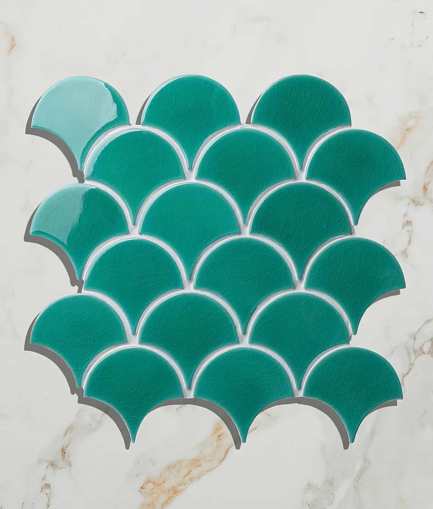 Atlantis Scallop Porcelain Emerald - Hyperion Tiles