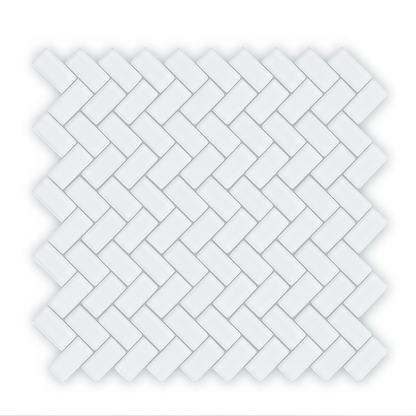 Aurora Herringbone White mosaic - Hyperion Tiles