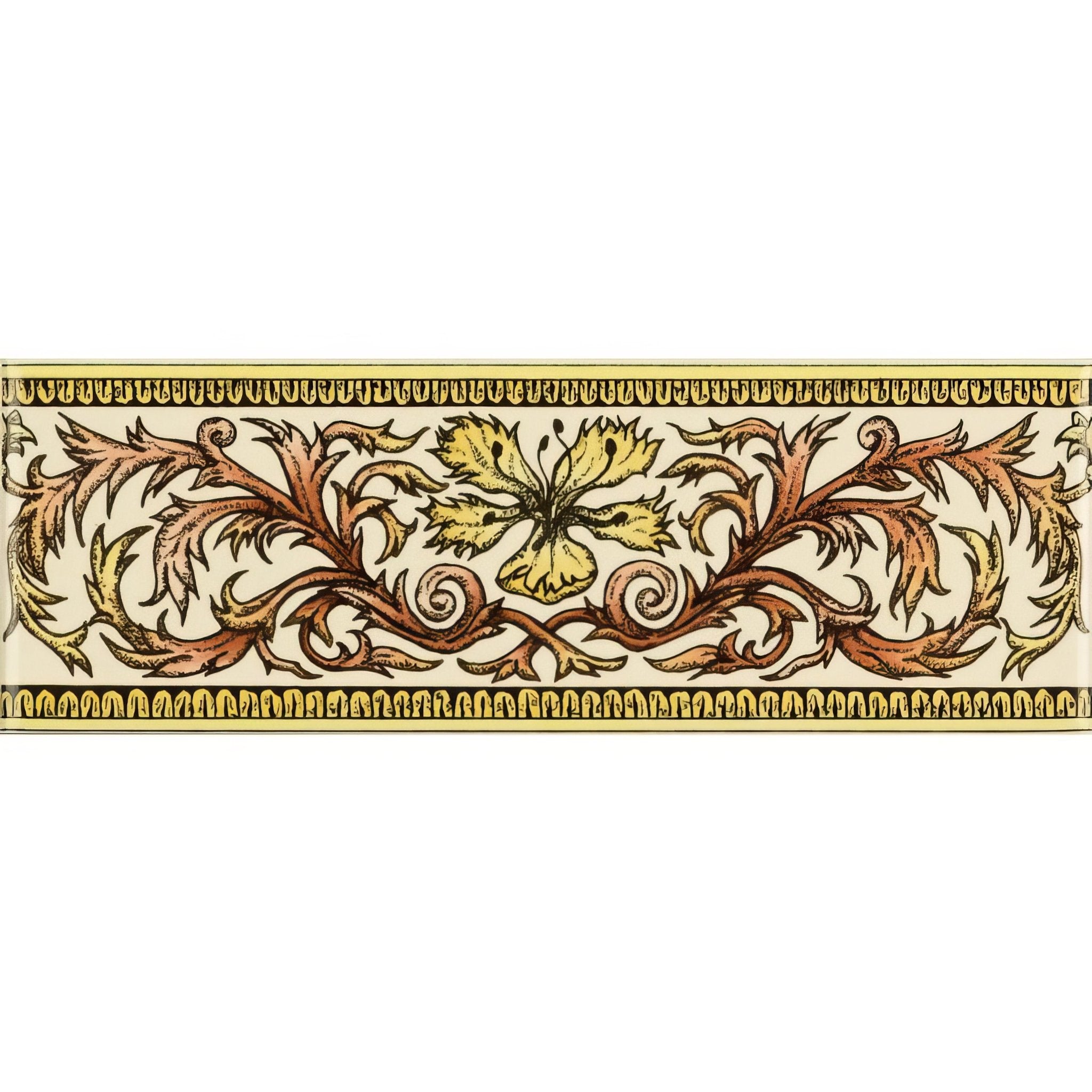 Autumn Foliage Classical Decorative Border on County White - Hyperion Tiles