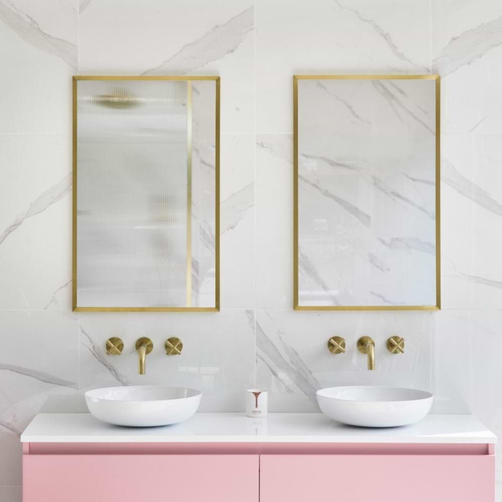 Docklands Rectangular Mirror 50x80cm Brushed Brass - Hyperion Tiles