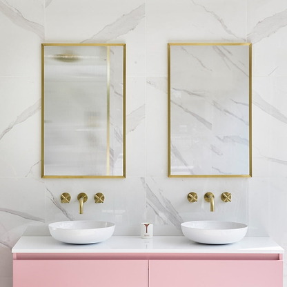 Docklands Rectangular Mirror 50x80cm Brushed Brass - Hyperion Tiles