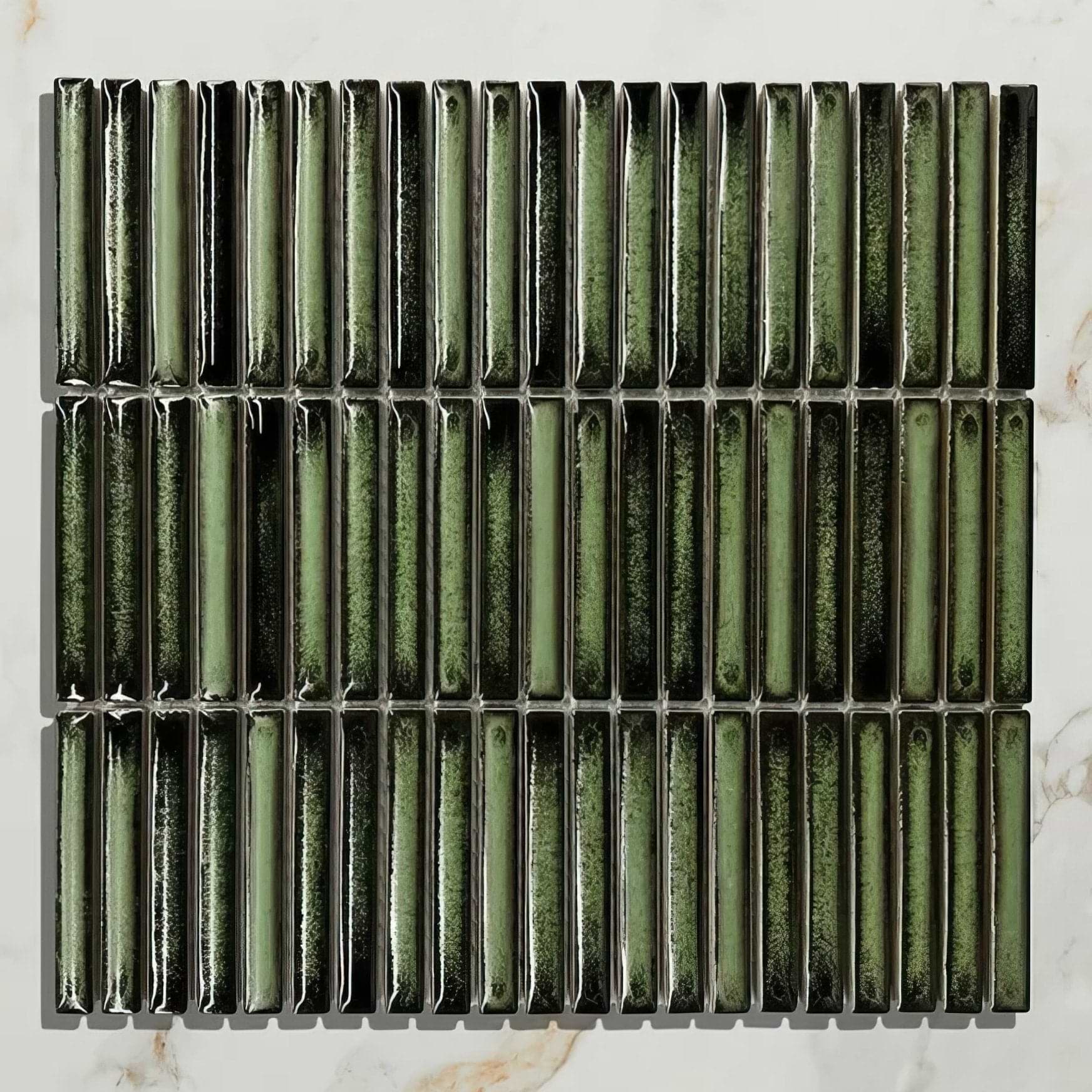 Bamboo Lustre Porcelain Mosaic Forest - Hyperion Tiles
