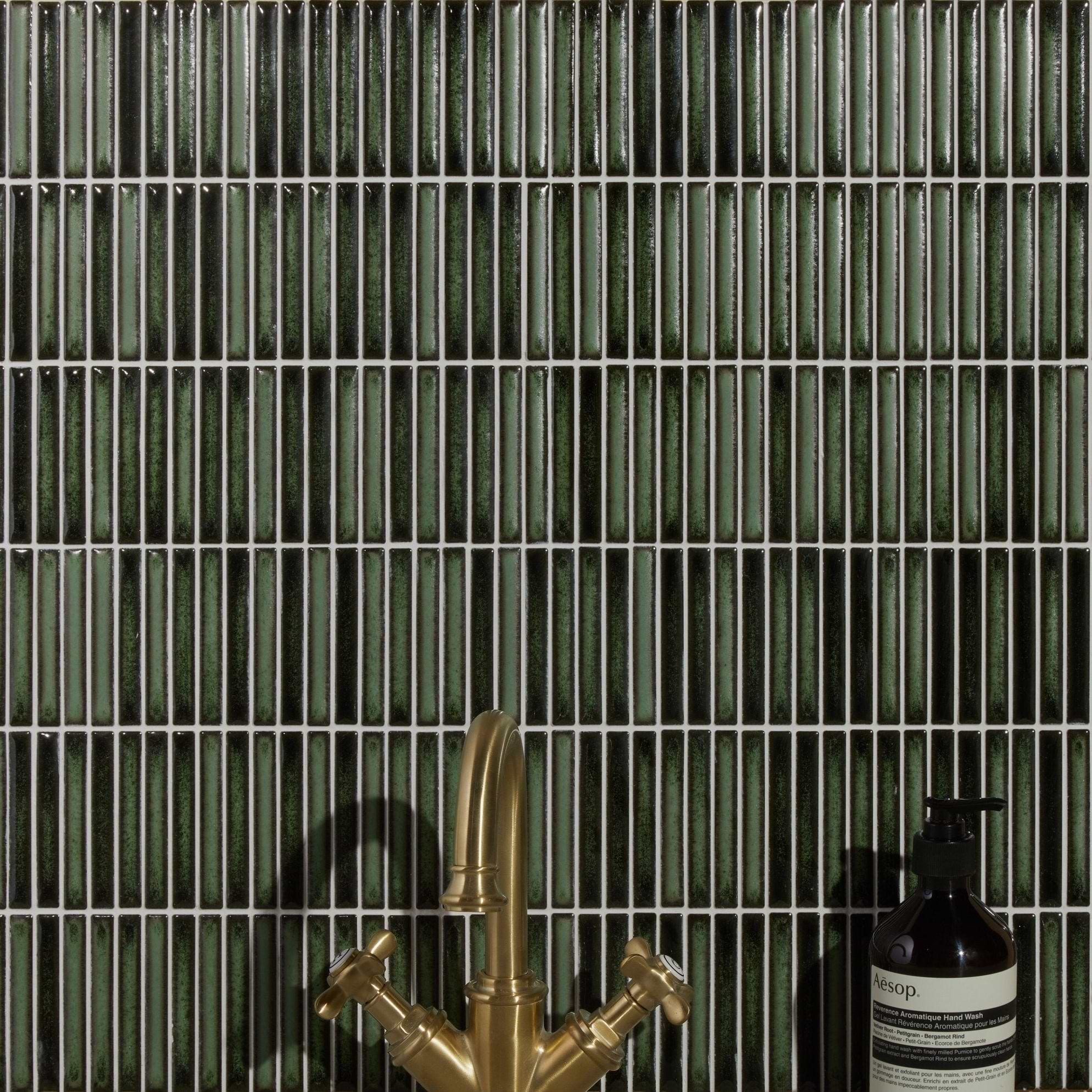 Bamboo Lustre Porcelain Mosaic Forest - Hyperion Tiles