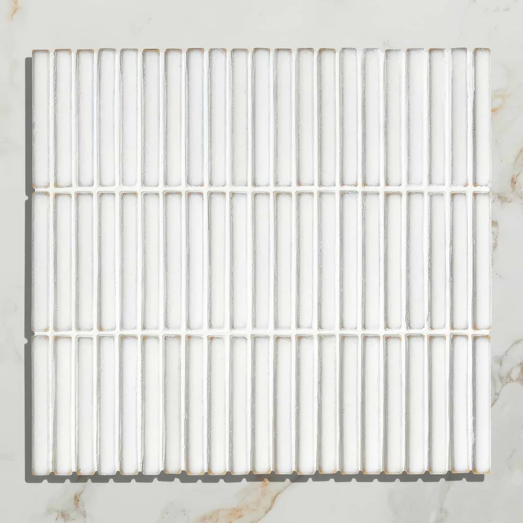 Bamboo Porcelain Mosaic White - Hyperion Tiles