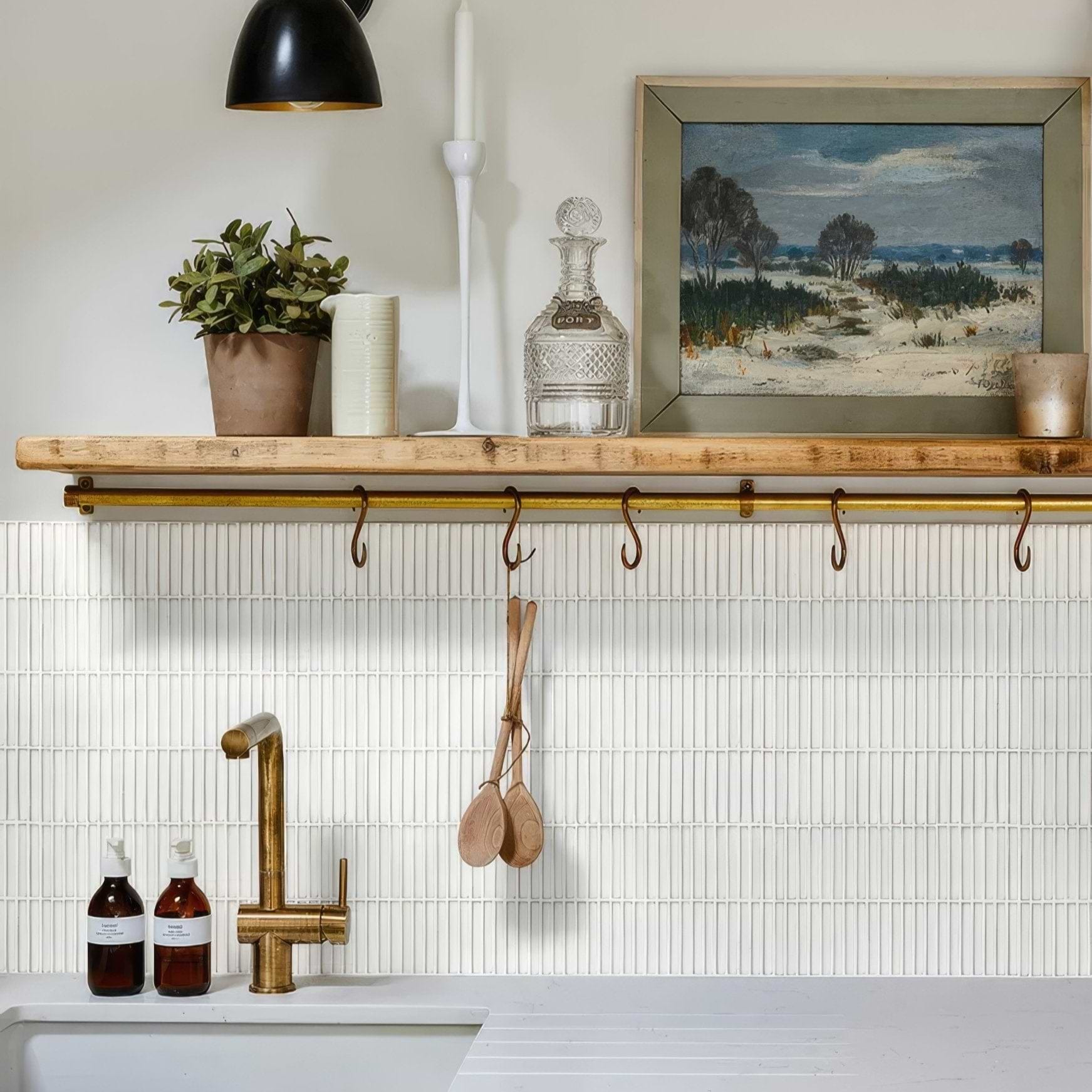 Bamboo Porcelain Mosaic White - Hyperion Tiles