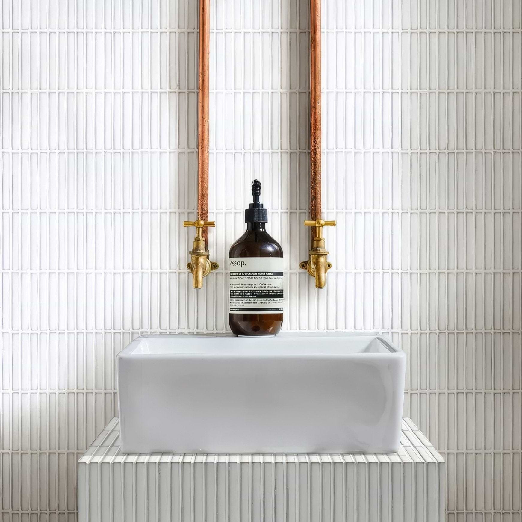Bamboo Porcelain Mosaic White - Hyperion Tiles