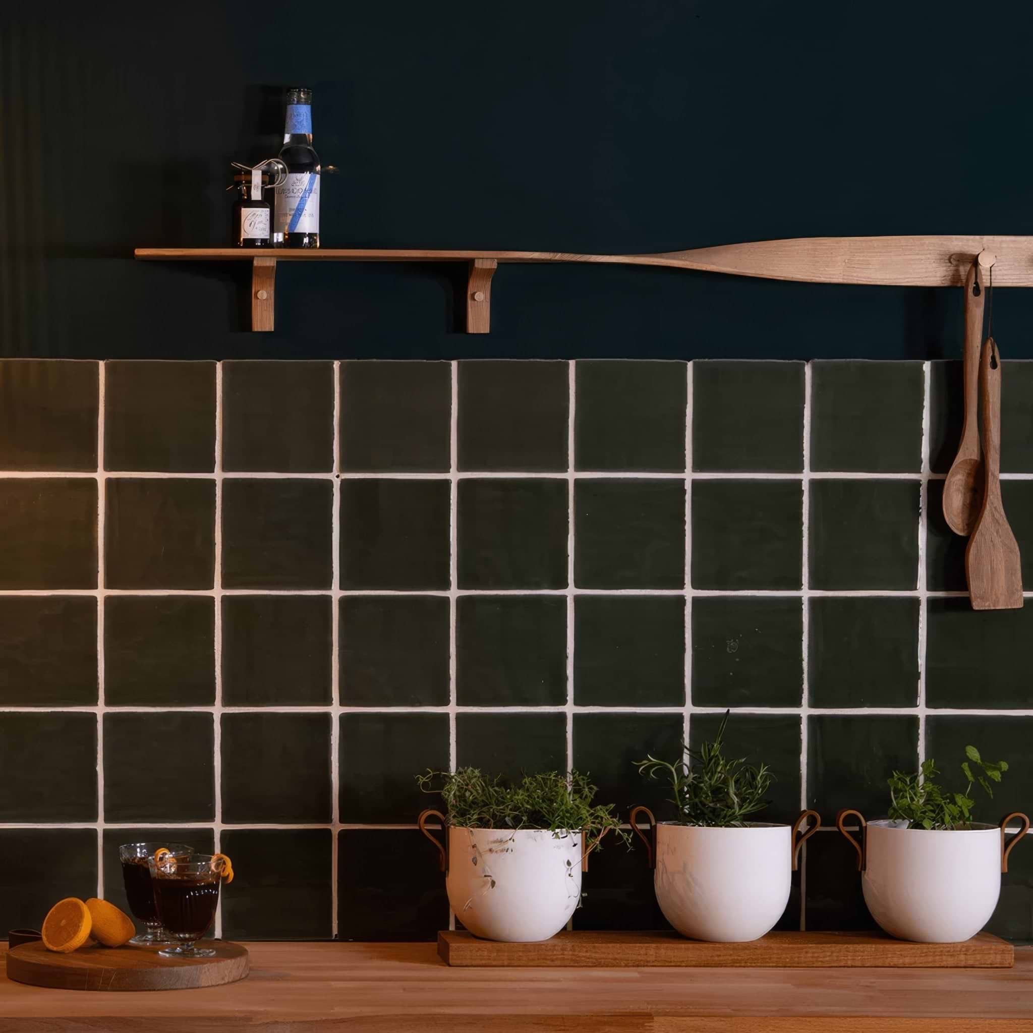 Bay Green Glazed Square Tile - Hyperion Tiles