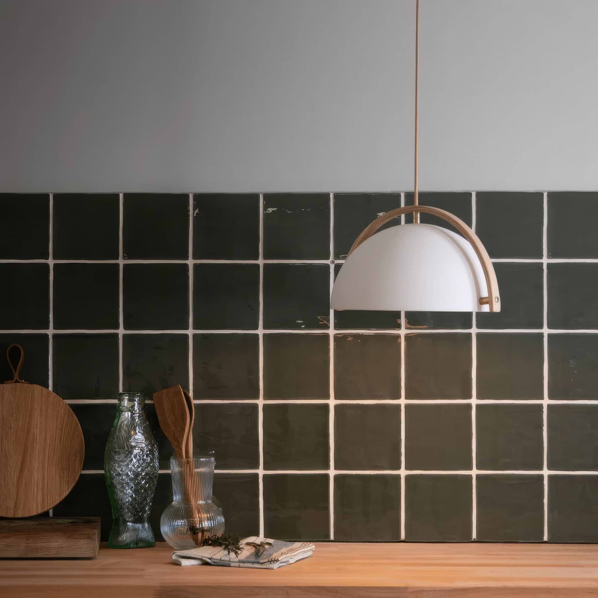 Bay Green Glazed Square Tile - Hyperion Tiles