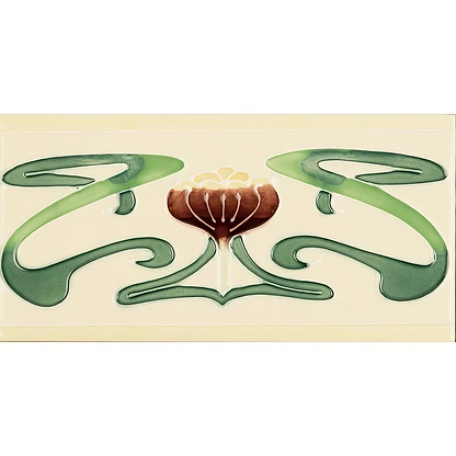 Belle Epoque Border Tube - Lined Single Tile on County White - Hyperion Tiles