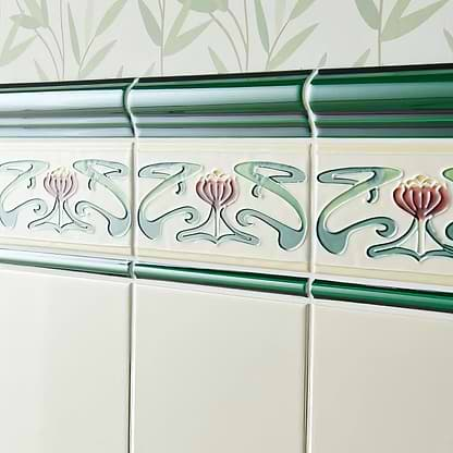 Belle Epoque Border Tube-Lined Single Tile on County White